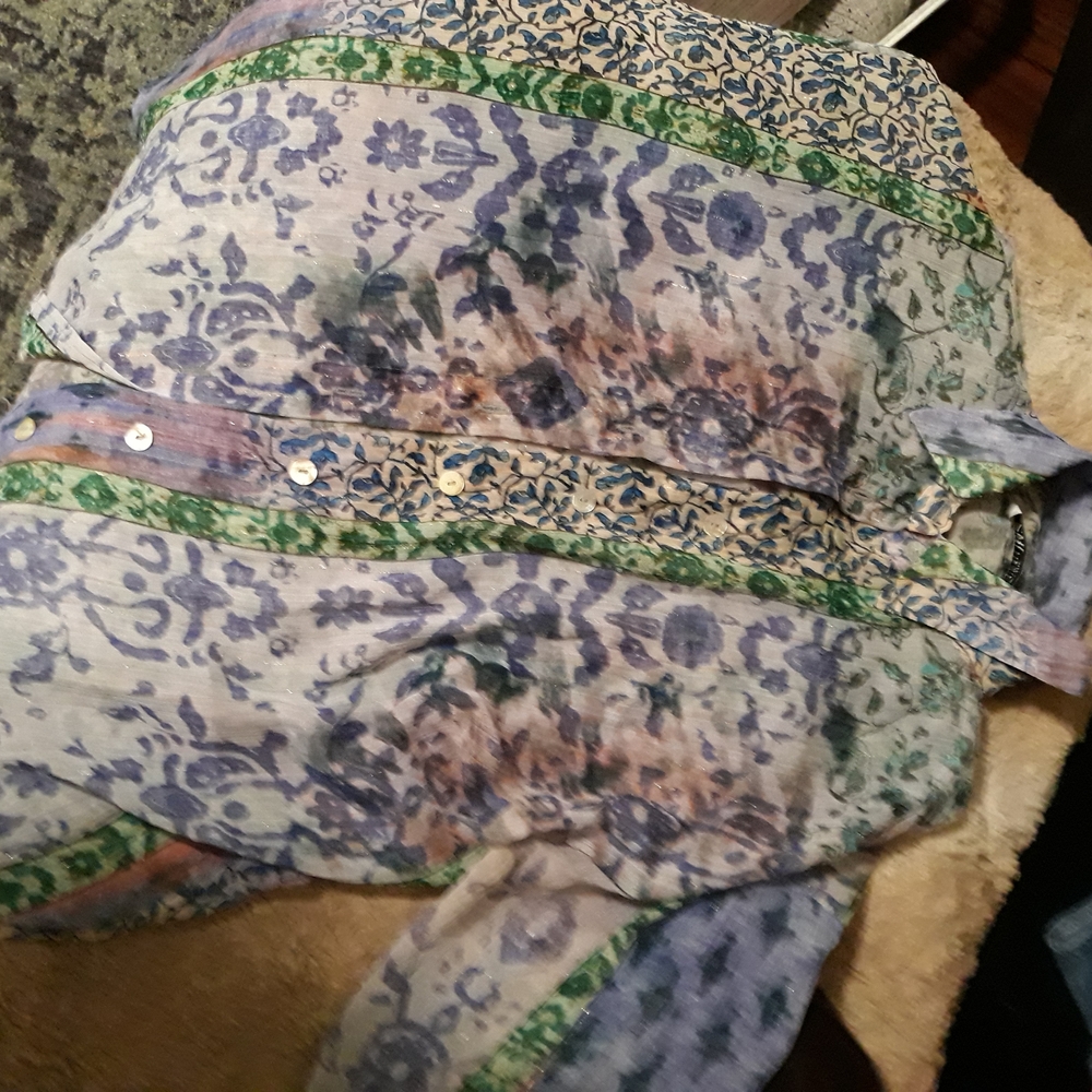 Zara Multicolor Floral Button Down Shirt